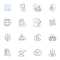 Data analysis line icons collection. Statistics, Metrics, Patterns, Insights, Modelling, Trends, Forecasting vector and