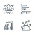 data analysis line icons. linear set. quality vector line set such as pyramid chart, histogram, frequency graph