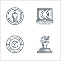 data analysis line icons. linear set. quality vector line set such as target, pie graph, online analytical Royalty Free Stock Photo