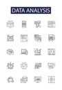 Data analysis line vector icons and signs. Mining, Visualizing, Modelling, Investigating, Processing, Examining Royalty Free Stock Photo