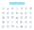 Data analysis linear icons set. Analytics, Big data, Insights, Metrics, Visualization, Dashboards, Statistics line