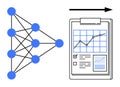 Neural Network Data Processing and Analytics Diagram with Statistical Growth Chart Royalty Free Stock Photo