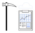 Data Analysis and Mining Tools by Pickaxe and Report Diagram with a Cloud Icon Royalty Free Stock Photo