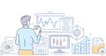 Data analysis - modern line design style vector illustration Royalty Free Stock Photo