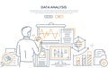 Data analysis - modern line design style web banner Royalty Free Stock Photo