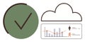 Data Analysis and Monitoring Concept with Cloud Storage and Statistical Charts Royalty Free Stock Photo