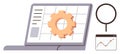 Data Analysis and Optimization Concept with Gear on Laptop Screen and Graph Royalty Free Stock Photo