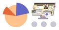 Data Analysis with Pie Chart and Digital Dashboard on Computer Screen Royalty Free Stock Photo