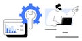 Data Analysis Process with Chart Dashboard, Gear, and Professional Using Laptop for Strategy Development Royalty Free Stock Photo