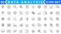 Data Analysis Related Vector Line Icons. Contains such Icons as Big Data, Processing, Performance and more Royalty Free Stock Photo