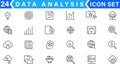 Data Analysis Related Vector Line Icons. Contains such Icons as Big Data, Processing, Performance and more Royalty Free Stock Photo