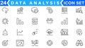 Data Analysis Related Vector Line Icons. Contains such Icons as Big Data, Processing, Performance and more Royalty Free Stock Photo