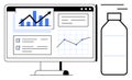 Data Analysis and Reporting Concept with Graphs on Computer Screen and Minimal Design Royalty Free Stock Photo
