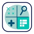 Data Analysis and Research Icon with Plus Sign, Search, and Data Table