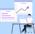 Data analysis research statistics interactive panel. Data screen with charts. Annual financial report Royalty Free Stock Photo