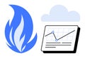 Data Analysis and Risk Concept with Fire Flame and Cloud Chart Royalty Free Stock Photo