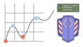 Data Analysis and Security Concept with Growth Chart and Protective Shield Royalty Free Stock Photo