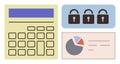 Data Analysis, Security, and Visualization in Business Finance Represented by Calculator and Charts Royalty Free Stock Photo