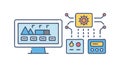 Data Analysis and Settings Interface on Monitor, Business Intelligence, vector design Generative AI Royalty Free Stock Photo