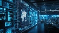 Data Analysis Shows Global Network Connectivity in a Modern Monitoring Room with Technology and Innovation Royalty Free Stock Photo
