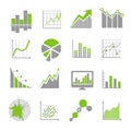 Data analysis signs and financial business analytics vector icons