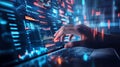 Data analysis software engineer coding programming developer working on laptop computer technology Royalty Free Stock Photo