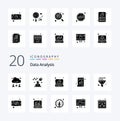 20 Data Analysis Solid Glyph icon Pack like monitoring business user document file Royalty Free Stock Photo