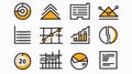 Data Analysis and Statistical Icons Outline Set for Professional Presentations