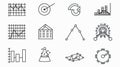 Data Analysis and Statistical Icons Outline Set for Professional Presentations