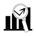 Data analysis, statistics arrow profit finance economy magnifier line icon