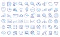 Data analysis and statistics icon set. Thin line editable stroke icons for research, analytics, report, visualization, growth, Royalty Free Stock Photo