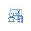 Data analysis system line icon concept. Data analysis system flat  vector symbol, sign, outline illustration. Royalty Free Stock Photo