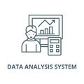 Data analysis system line icon, vector. Data analysis system outline sign, concept symbol, flat illustration Royalty Free Stock Photo