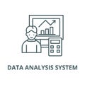 Data analysis system vector line icon, linear concept, outline sign, symbol Royalty Free Stock Photo
