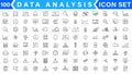 Data analysis thin line icon set. Data processing outline pictograms for website and mobile app GUI. Digital analytics simple UI, Royalty Free Stock Photo