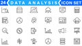 Data analysis thin line icon set. Data processing outline pictograms for website and mobile app GUI. Digital analytics simple UI, Royalty Free Stock Photo