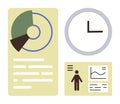 Data Analysis and Time Management Visualization with Charts, Clock, and Analytical Elements Royalty Free Stock Photo