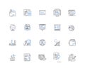 Data analysis tool line icons collection. Analytics, Insights, Intelligence, Visualization, Mining, Clustering Royalty Free Stock Photo