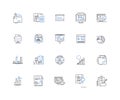 Data analysis tool line icons collection. Analytics, Insights, Intelligence, Visualization, Mining, Clustering