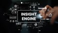 Data Analysis and Visualization Concept Featuring Insight Engine Connection and Business Metrics Display. Asymptotic Royalty Free Stock Photo