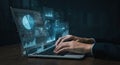 Data analysis and visualization on a laptop screen, modern technology concept Royalty Free Stock Photo