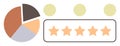 Data Analysis Visualization with Pie Chart and Five-Star Rating for Performance Feedback Royalty Free Stock Photo