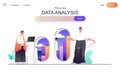 Data analysis web concept for landing page. Analysts research statistics, financial business analytics, company accounting banner