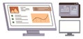 Data Analysis and Web Design Displayed on Multiple Screens Royalty Free Stock Photo