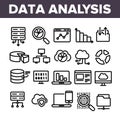 Data Analysis, Web Storage Linear Vector Icons Set Royalty Free Stock Photo