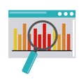 Data analysis, website diagram finance magnifier optimization flat icon