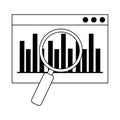 Data analysis, website diagram finance magnifier optimization line icon