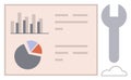 Analytics Dashboard With Bar Graph, Pie Chart, and Tools Icon Data and Optimization Royalty Free Stock Photo