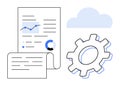 Data Analysis and Workflow Optimization Represented by Documents, Charts, Gear, and Cloud Element Royalty Free Stock Photo