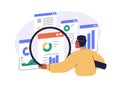 Data analyst. Business analysis, graph and charts analytics, statistics concept. Digital performance monitoring and